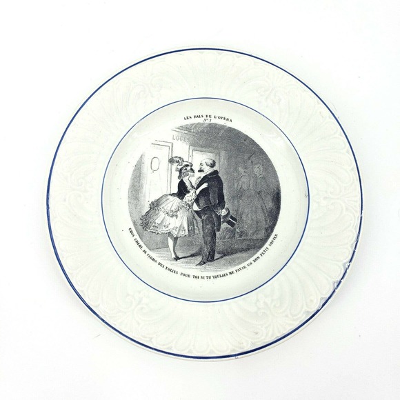 French CREIL & MONTEREAU Transferware Plate - Picture 1 of 6